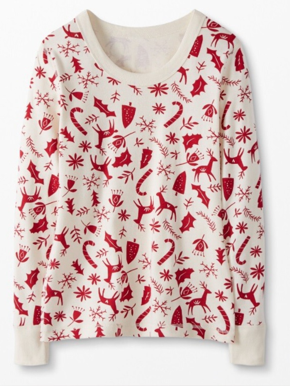 Hanna Andersson Holiday Pajama top Organic Cotton Reindeer XL red scandicane